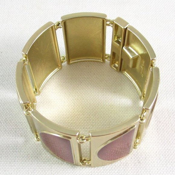 NWOT Jewelmint Gold Panel Bracelet with Enamel Moons, Mod, 60's, Statement - Picture 2 of 5